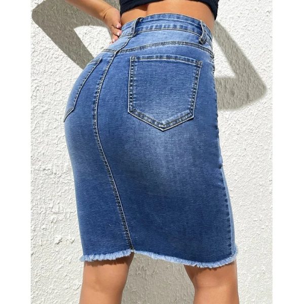 ﻿Women High Waist Denim Skirts Stretch Jeans Casual Bodycon Skirt For Cheap - Image 4