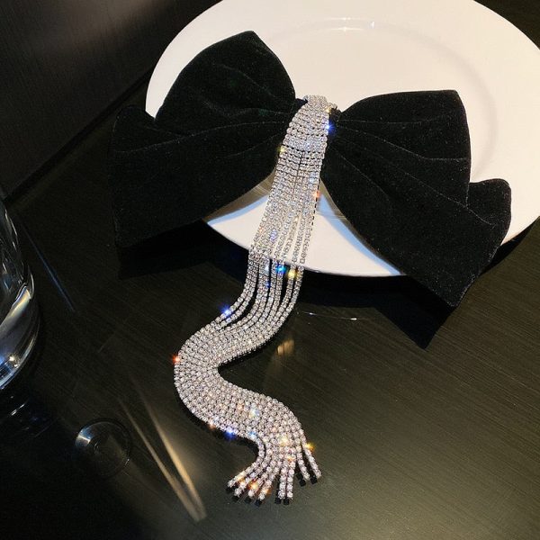 Bow Hairpin Crystal Fringe Tassel Hair Clip Rhinestone Hair Accessory Online Hot Sale - Image 2