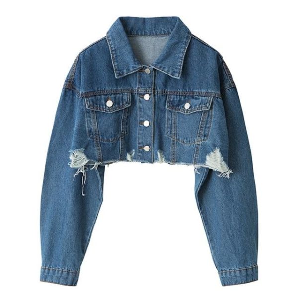 Cropped Denim Jacket For Sale - Image 4