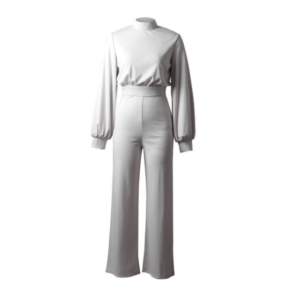 Elegant Rompers Women Long Sleeve Casual Wide Legs Jumpsuits Overalls Supply - Image 4