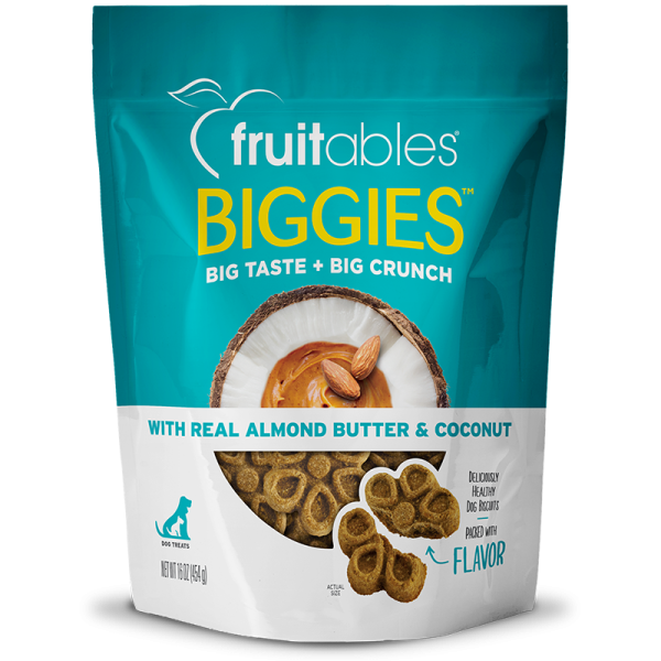 Fruitables Baked Biggies Almond Butter & Coconut Flavor Dog Treats Supply
