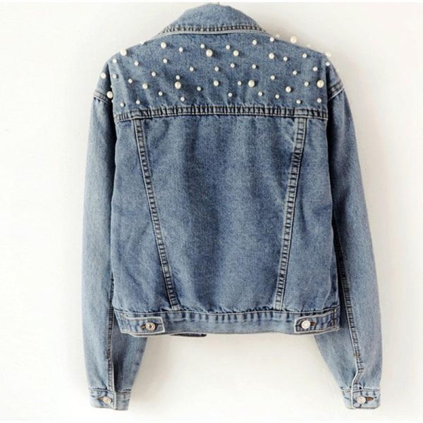 Pearl Beading Short Denim Jacket Sale