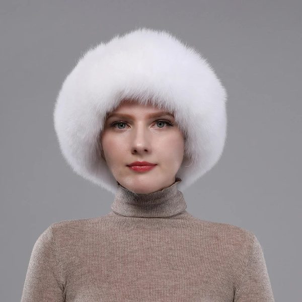 Soft Genuine Fur Hats Women Winter Knitted Bomber Hat Natural Fur Sale