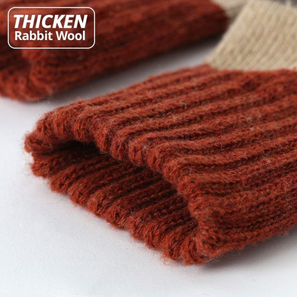 5 Pairs Women Winter Socks Vintage Patchwork Rabbit Wool Cotton Socks For Discount - Image 4
