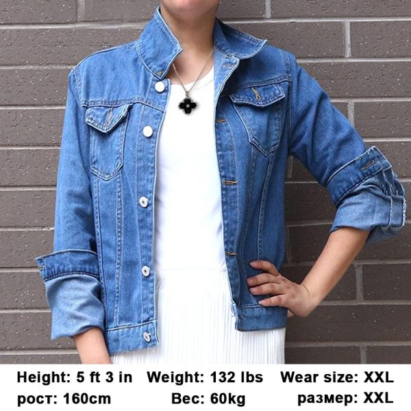 Denim Jacket For Ladies With Collar In Different Colors Online now - Image 5