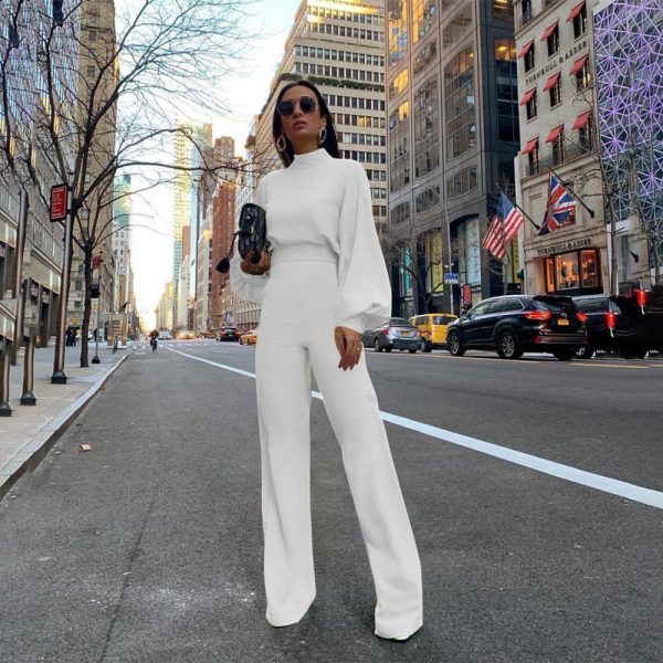 Elegant Rompers Women Long Sleeve Casual Wide Legs Jumpsuits Overalls Supply - Image 2
