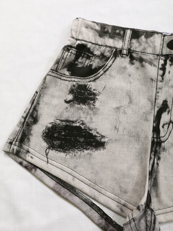 Hole Button Cotton Jean Shorts High Waist Skinny Ripped Denim Short Hot on Sale - Image 4