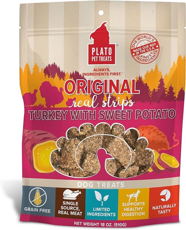 Plato Grain Free Real Strips Turkey With Sweet Potato Dog Treats Fashion