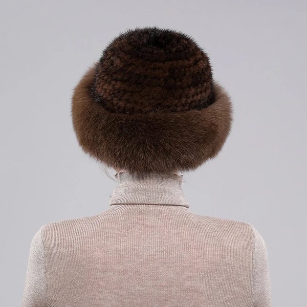 Soft Genuine Fur Hats Women Winter Knitted Bomber Hat Natural Fur Sale - Image 5