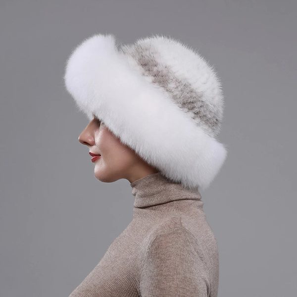 Soft Genuine Fur Hats Women Winter Knitted Bomber Hat Natural Fur Sale - Image 2
