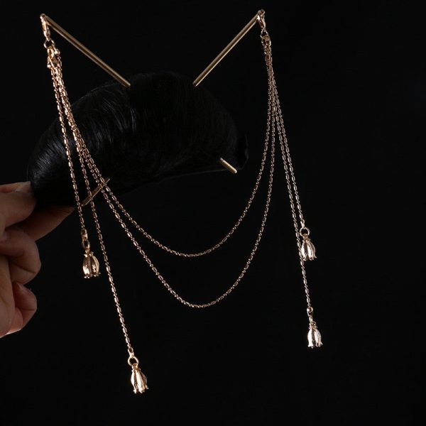 Tassel Double Chain Hair Fork Hairpin Retro Hair Accessories Hairgrip Fashion