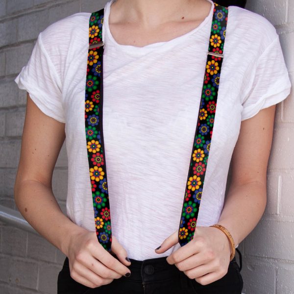 Suspenders - 1.0  - Psychedelic Daisies Black Multi Color Hot on Sale - Image 2